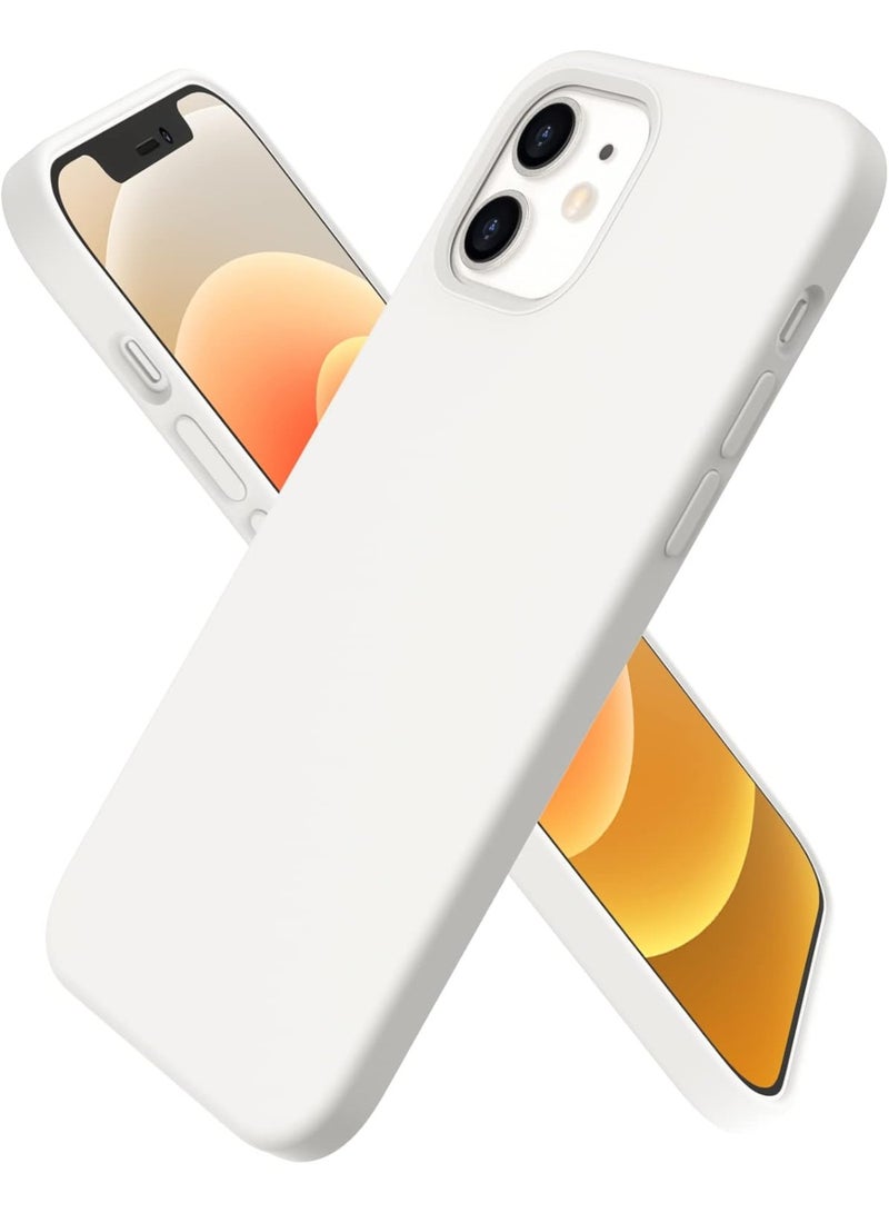 Compatible with iPhone 12 Pro/iphone 12 Case 6.1 Inch Slim Liquid Silicone 4 Layers Soft Gel Rubber Shockproof Protective Phone Case with Anti Scratch Microfiber Lining (White) - Image 1