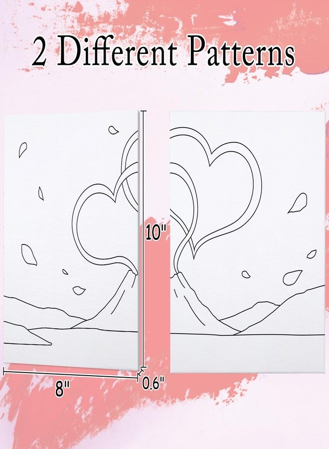 VOCHIC 2 Pack Sip and Paint Kit Pre Drawn Canvas for Painting for Adults Couples Date Night Games Outline Canvas Party Art Set Paints Brushes Pallets Valentine (8x10 Inches, Volcano and Heart) - Image 4