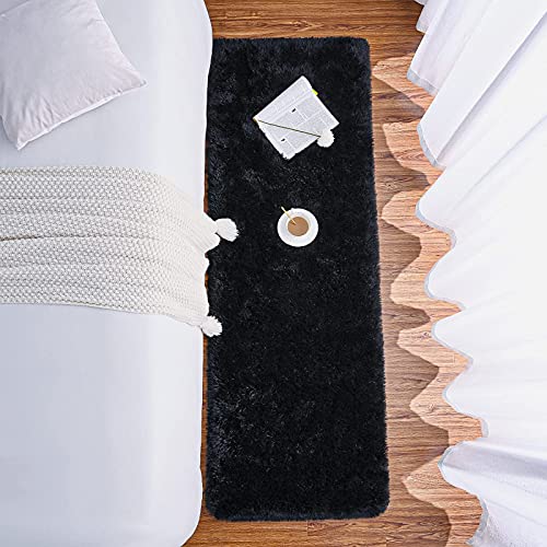 Chicrug Soft Runner Rugs for Bedroom Living Room Plush Fluffy Rug 2x6 Feet, Shag Furry Area Rug Carpet Non Shedding for Nursery Children Kids Girls Room Home Decorative, Black - Image 5