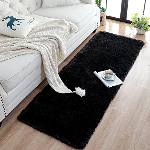 Chicrug Soft Runner Rugs for Bedroom Living Room Plush Fluffy Rug 2x6 Feet, Shag Furry Area Rug Carpet Non Shedding for Nursery Children Kids Girls Room Home Decorative, Black - Image 4