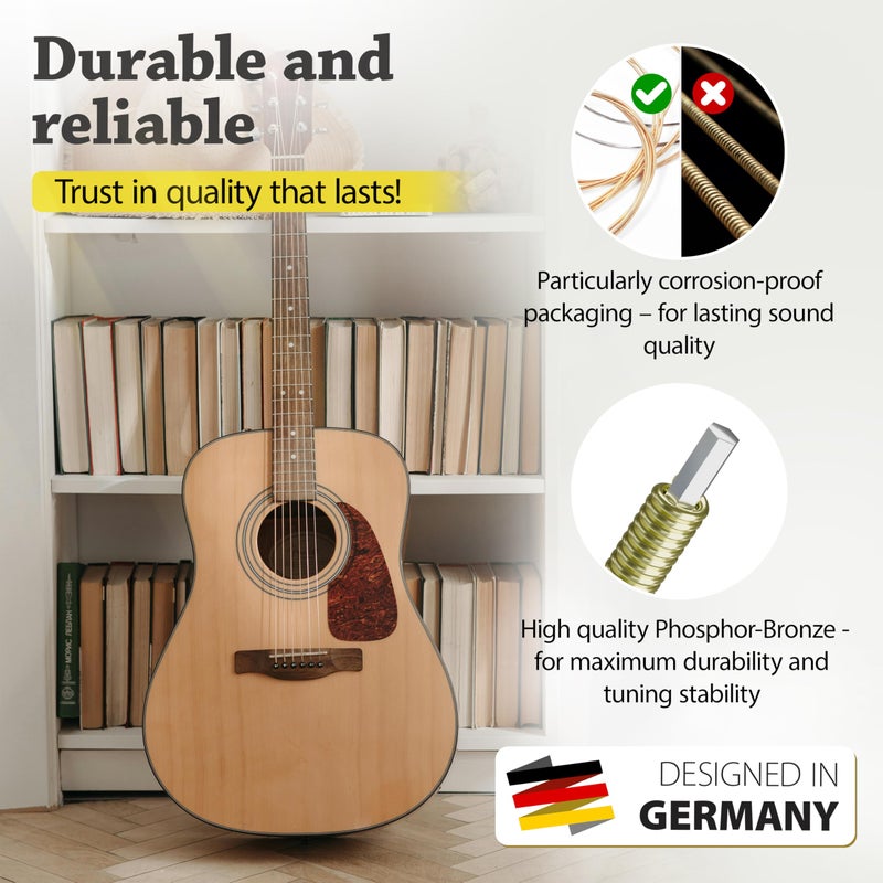 BELFORTÂ® quality acoustic guitar strings - 6 string set - Premium coating with Phosphor Bronze (guitar strings acoustic 6 string set) BONUS: 4 Picks + 1 High E String - cuerdas para guitarra acustica - Image 4