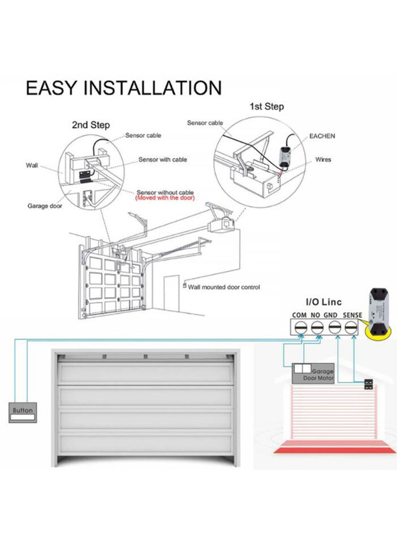 EzzySo - Smart WiFi Switch Garage Door Opener Controller Work Remote Control Graffiti Smart Voice Control Door Opener Compatible With Alexa Echo Google Home SmartLife Tuya Wif Control No Hub Required - Image 1