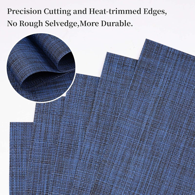 Zupro Zupro Placemats Set of 4 Washable HeatResistant Non Slip Braided Table Mats Woven PVC Vinyl Kitchen Dining Patio Table Place Mats for Dinner Parties BBQs Indoor and Ourdoor Use18x12Navy Blue - Image 5