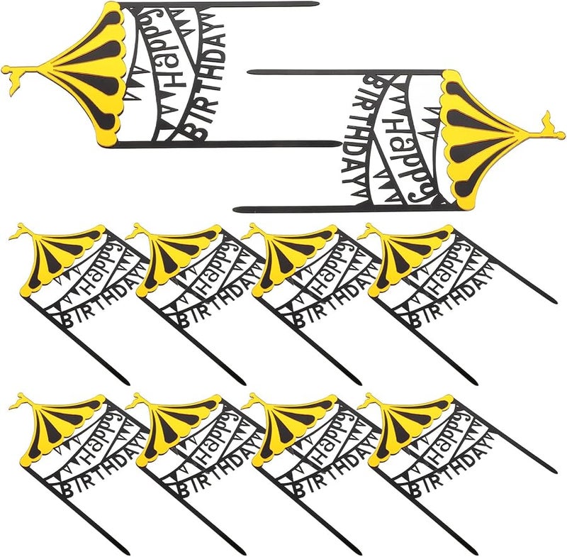 10Pcs Acrylic Cake Toppers Candy Color Birthday Cupcake Decorations For Party Supplies - Image 1