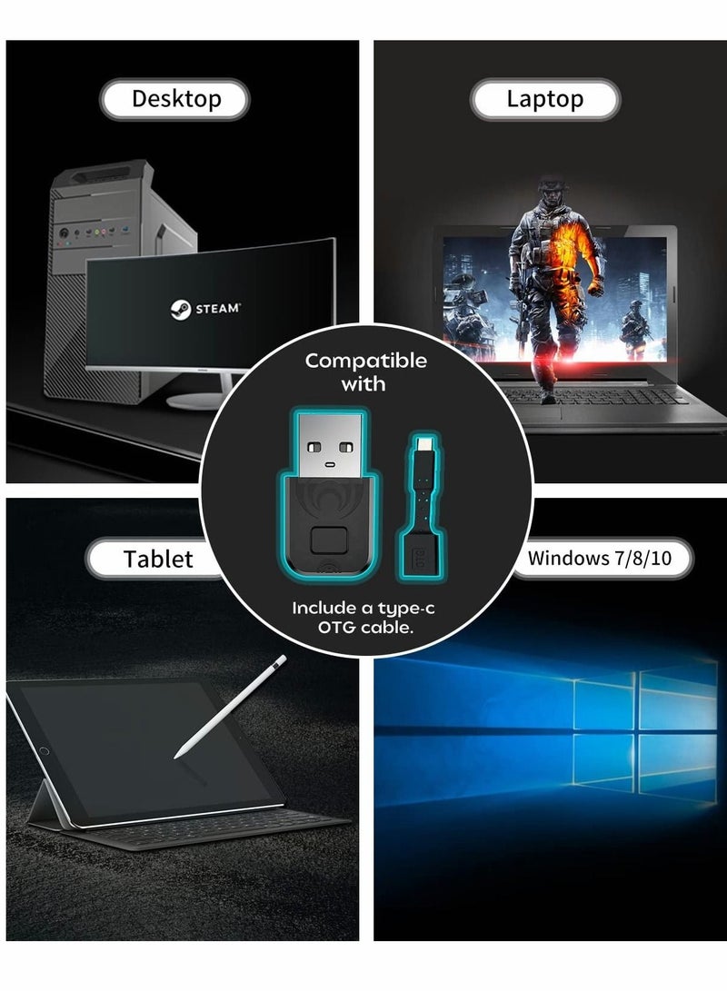 general Bluetooth Controller Adapter, for PS4/ PS5/ Switch Pro Controller, Wireless Controller Adapter, Compatible with Windows PC/ Android TV Box/ Steam - Image 2