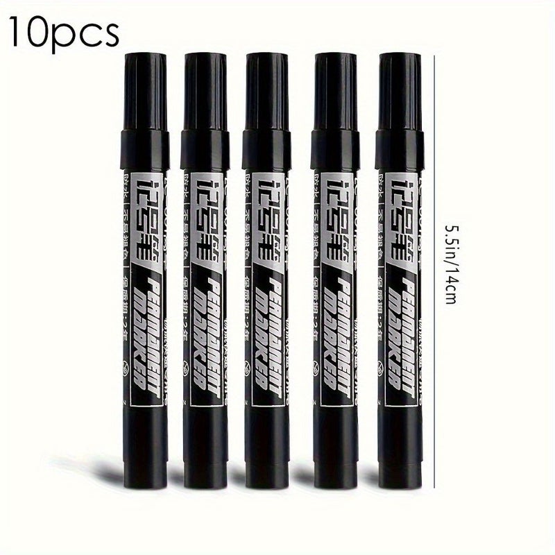 10 Pcs Set Of Permanent Markers High Capacity Black Ink Oil Based Office Supplies 5.5 Inches - Image 5