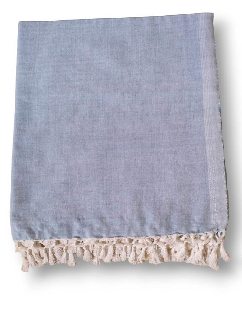 EthnicAlive Bhagalpuri Handloom Andi Dull chadar Organic Cotton Silky AC chadar for All Season Summer Mild Winter Blue (Size 273x125cm) - Image 2