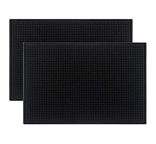 Tebery Black Mat 18 x 12  457 x 305cm Rubber Bar Service Spill Mat 2 pack