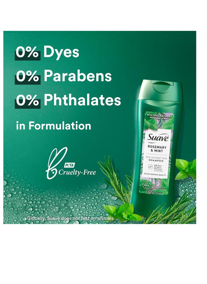 Suave - Suave Shampoo and Conditioner, Rosemary & Mint – Invigorating Formula with 100% Natural Essential Oils, 12.6 Oz Ea - Image 1