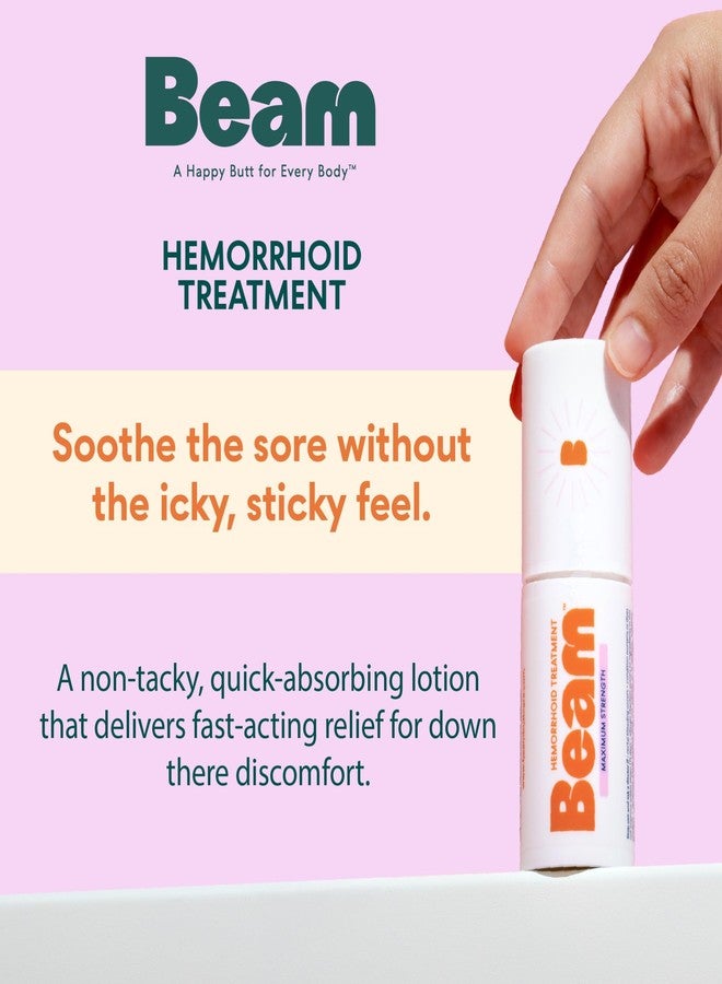BEAM Maximum Strength Lightweight, Non-Sticky, Non-Greasy Hemorrhoid Cream Lotion, 5% Lidocaine, Phenylephrine HCI, Paraben & Phthalate Free, Fast Relief of Pain, Swelling, Itching & Discomfort, 1oz - Image 2