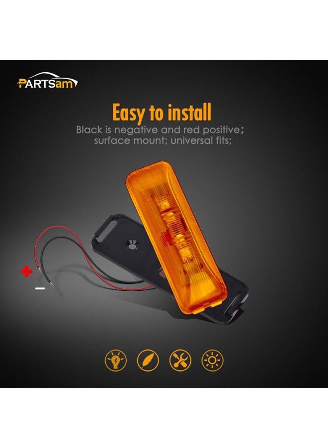 Partsam 4x Waterproof Amber/Red 4LED Side Marker Light for Trailer Truck Boat DC12V - Slim Waist - Image 4