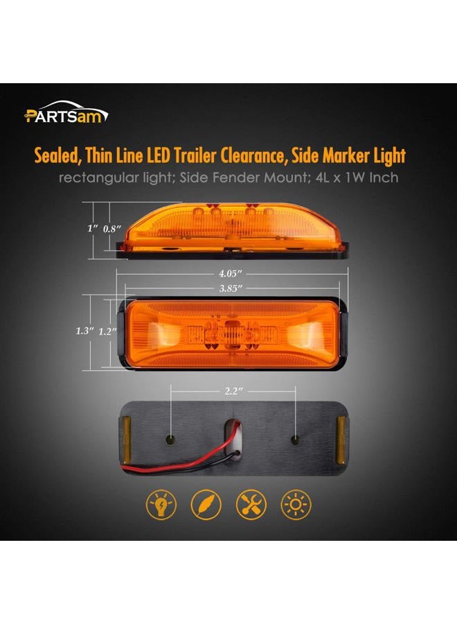 Partsam 4x Waterproof Amber/Red 4LED Side Marker Light for Trailer Truck Boat DC12V - Slim Waist - Image 5