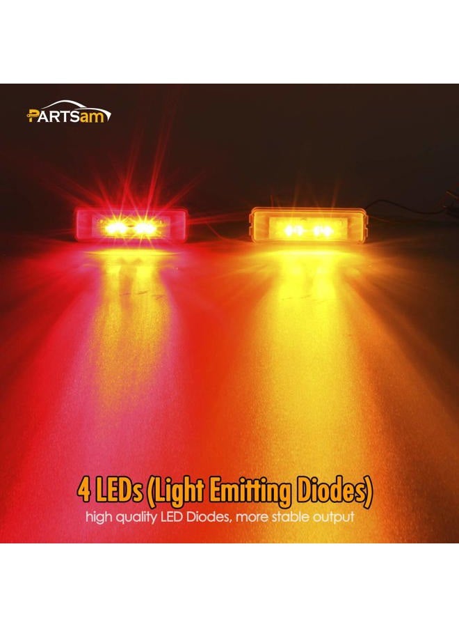 Partsam 4x Waterproof Amber/Red 4LED Side Marker Light for Trailer Truck Boat DC12V - Slim Waist - Image 3
