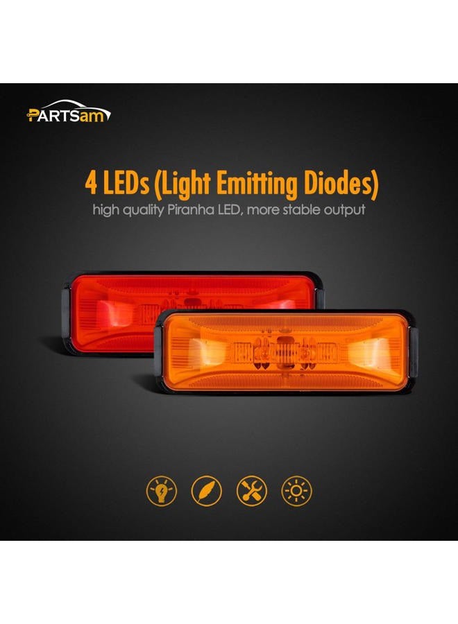 Partsam 4x Waterproof Amber/Red 4LED Side Marker Light for Trailer Truck Boat DC12V - Slim Waist - Image 2