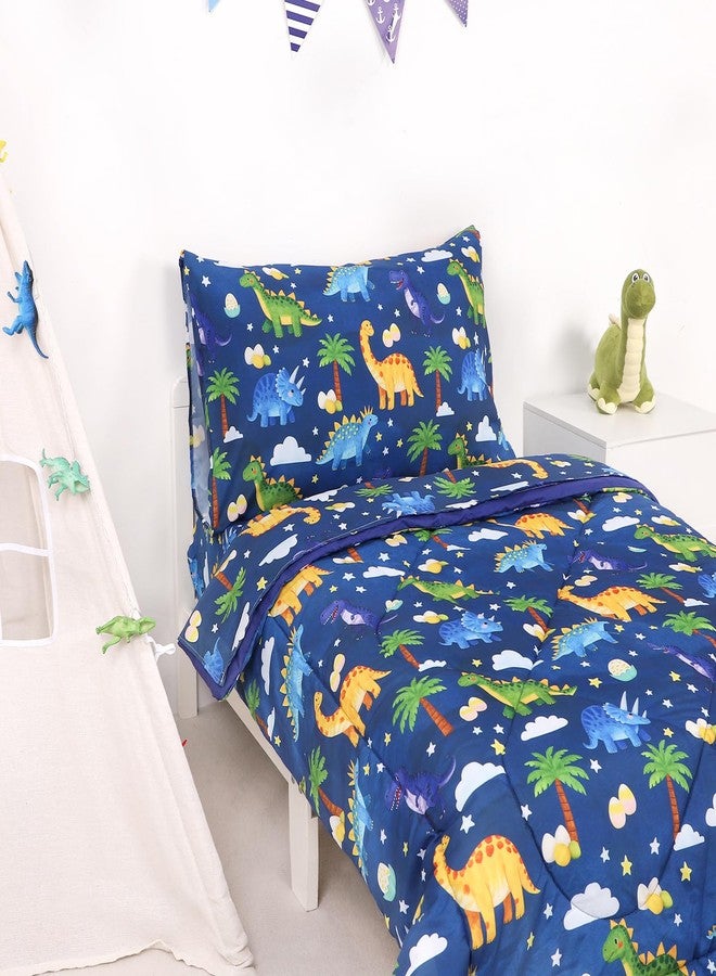 Hooyax Toddler Bedding Set for Boys - 4 Piece Dinosaur Toddler Comforter Set Includes Fitted Sheet, Comforter, Pillowcase & Flat Sheet - Soft Comfort Microfiber for All Seasons - Image 2