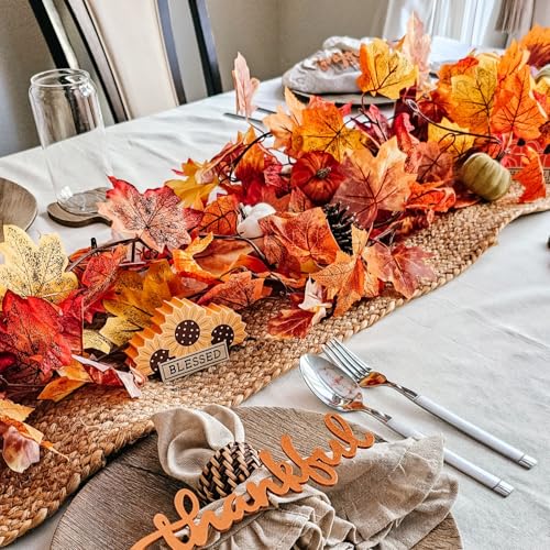 CQURE 7 Pack Fall Leaf Garland, Total 41.3Ft Artificial Fall Vines Autumn Garland Fall Maple Leaves Thanksgiving Decor for Home Wedding Fireplace Christmas - Image 4