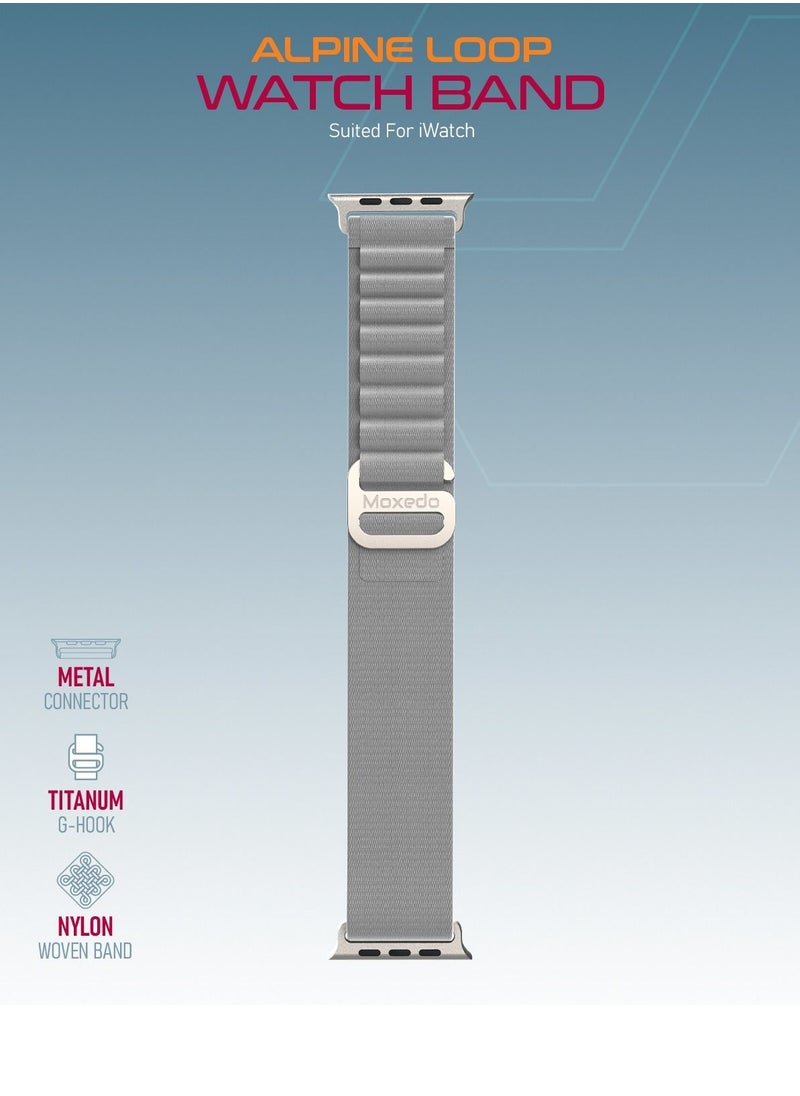 سوار ساعة Moxedo Alpine Loop الرياضي القابل للتعديل من النايلون المنسوج مع حزام G-Hook من التيتانيوم متوافق مع سوار ساعة Apple Watch Series 8,7,6,5,4,3,2,1,SE Ultra بتصميم 44 مم 45 مم 49 مم (رمادي متوسط) - pzsku/ZBDA8F73F73404D70BFCFZ/45/_/1694011530/24cfa0b0-91cc-4ea3-bacd-31f9b01447e5