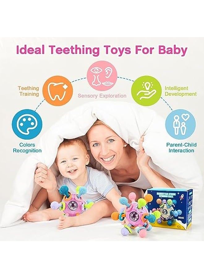 Starwell Baby Chew Toys, Baby Montessori Sensory Toys, Teething Toys for Babies, Gifts for Infant Newborn Boys Girls 0-3-6-9-12-18 Months, Rattle Chew Toys Infant Learning Developmental Toys Gifts (Pink) - Image 5