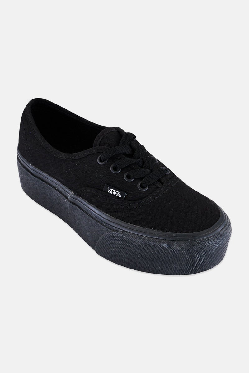 VANS Women Authentic Stac Lace UP Skateboarding Shoes, Black - Image 1