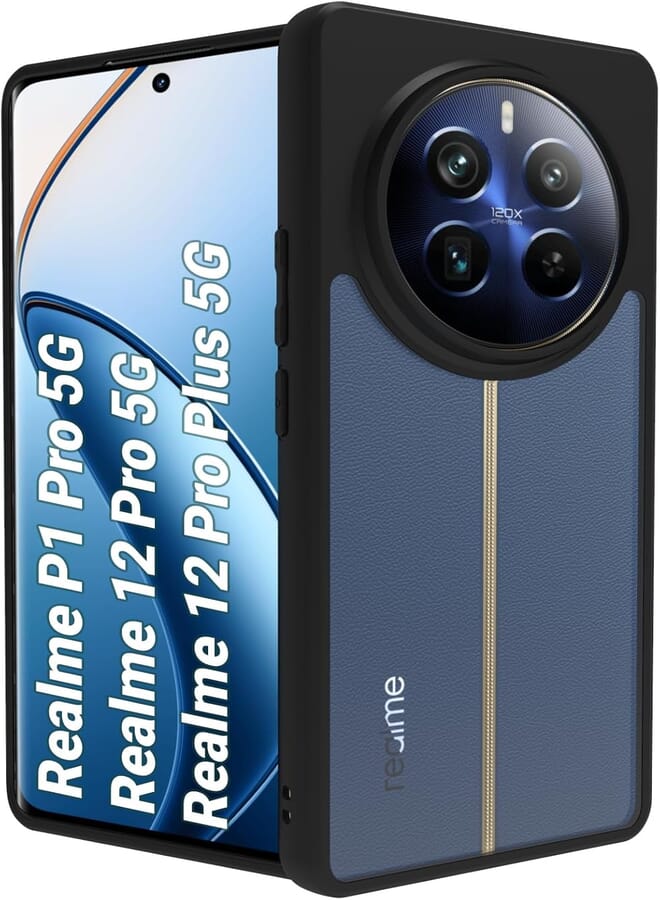 RIGGEAR Shockproof Sleek Hybrid Armor Back Cover Case Compatible with Realme 12 Pro, Realme 12 Pro Plus 5G, Realme P1 Pro 5G (Clear PC + Black TPU Bumper)