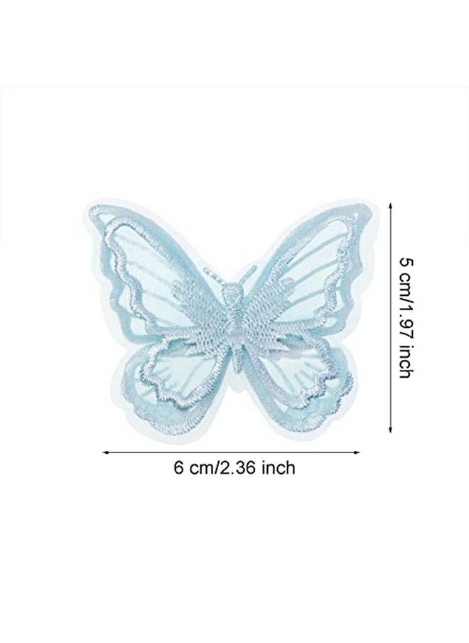 PENTA ANGEL - Butterfly Hair Clips 6Pcs Lace Embroidery Flower Butterfly Hair Bow Pins Wedding Hair Accessories For Women Girls Halloween Party Decor (Light Blue) - Image 1
