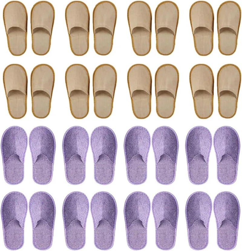 Disposable Slippers 10 Pairs Wedding Slippers Disposable for Guests Customized Hotel Slipper Linen Spa for Guests - Image 1