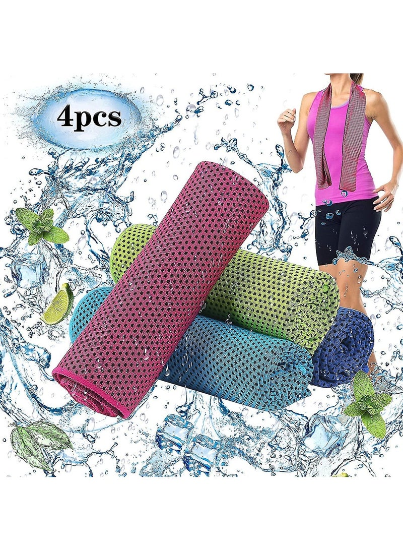 4 Packs Of Outdoor Sweat-Absorbing And Cooling Quick-Drying Fabric Cold Towels Ice-Absorbing Sweat Towels Are Suitable For Sports Yoga Running And High-Intensity Exercise  - Image 1
