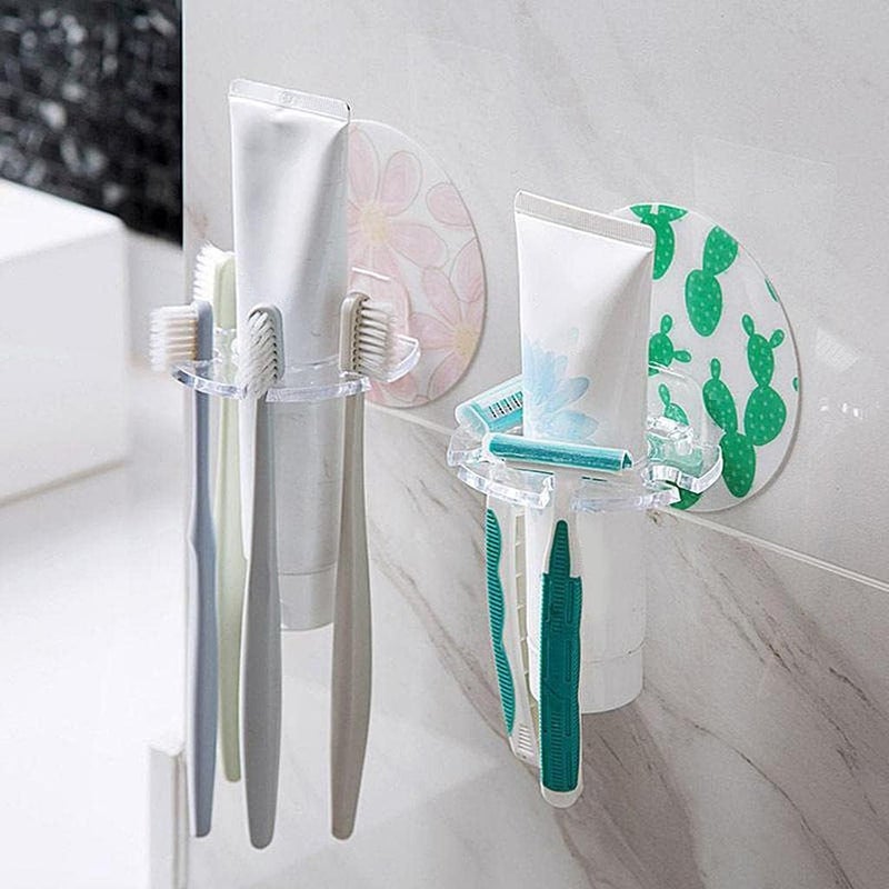 Foniros Toothbrush Holder Razor Stand Rack Toothpaste Holder Four Slot (Multicolor) - Image 4