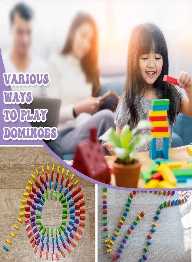 WUDLY مكعبات دومينو خشبية من وودلي® للأطفال | 120 قطعة ملونة للعب والتكديس والبناء | ألعاب تعليمية مونتيسوري للأولاد والبنات | مجموعة ألعاب بناء تعليمية هدية عيد ميلاد (3 سنوات فأكثر) (دومينو) - Image 4