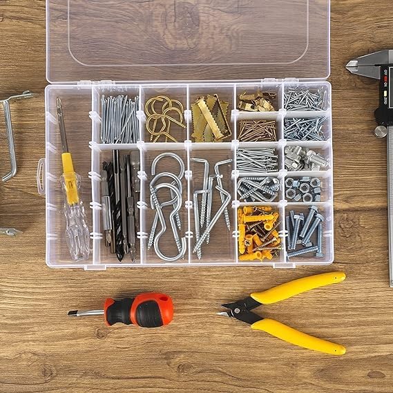 OLMARTT KITCHENWARE 36 Grid Cells Multipurpose Clear Transparent Plastic Storage Box with Removable Dividers Jewelry Box Organizer Storage Container - Image 3