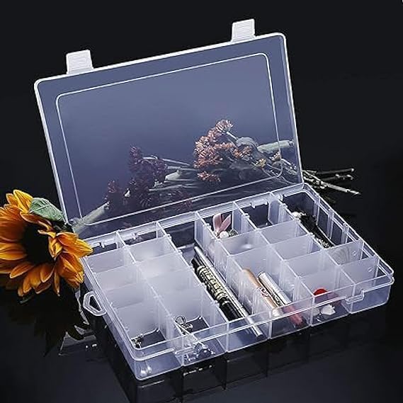OLMARTT KITCHENWARE 36 Grid Cells Multipurpose Clear Transparent Plastic Storage Box with Removable Dividers Jewelry Box Organizer Storage Container - Image 2