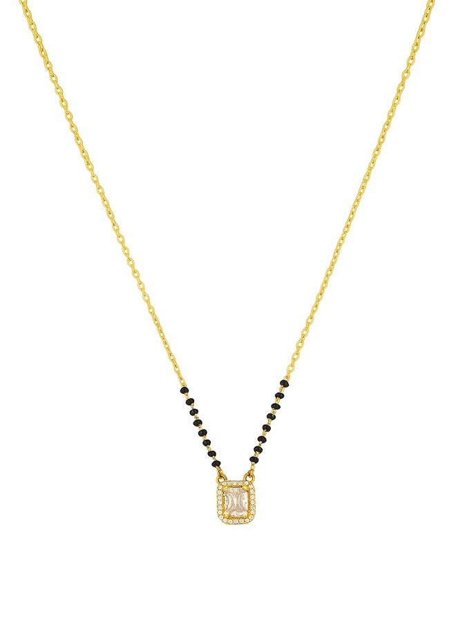 sweeply Elegant Mangalsutra for Women | Black Beads with Square Stone Pendant | Daily & Party, Wear Jewelry, Perfect, Gift for Wedding, Birthday, Anniversary, Valentine, Karwa Chauth Special - Image 1
