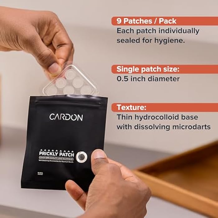 Cardon Microneedle Patches - Microdart Acne Patch with Salicylic Acid, Niacinamide & Hyaluronic Acid - Korean Pimple Patches to treat Zits, Blackheads, Blemishes, Razor Bumps, Ingrown Hair - (9 count) - Image 4