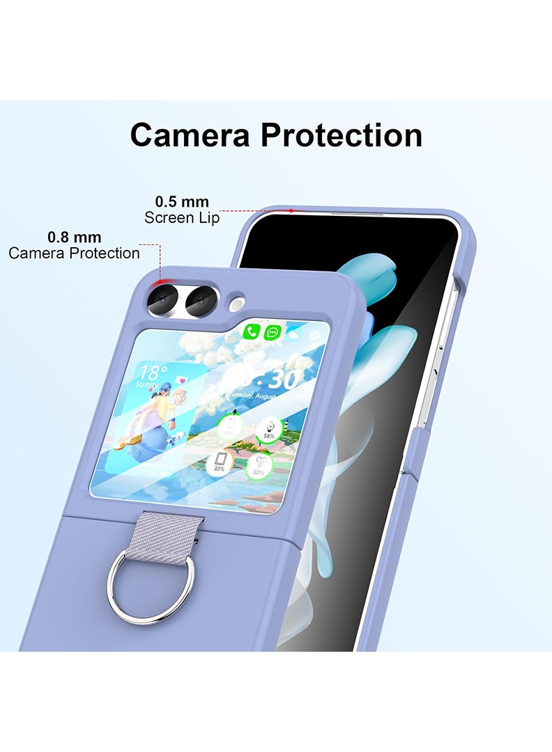 Theodor Samsung Galaxy Z Flip 6 Cover with Ring, Hard PC Slim Shockproof Anti-Scratch Protective Phone Cover (Purple) - Image 2