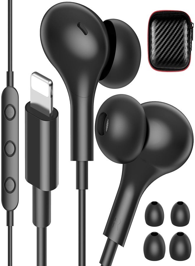 iMangoo for MFi-Certified Lightning Wired Earbuds for Apple, Magnetic in Ear Buds Headphones with HiFi Bass,3 Ear Tips Mic Corded Earphones for Gym, Commuting for iPhone 14 Plus 13 12 11 Pro Max Black - Image 1