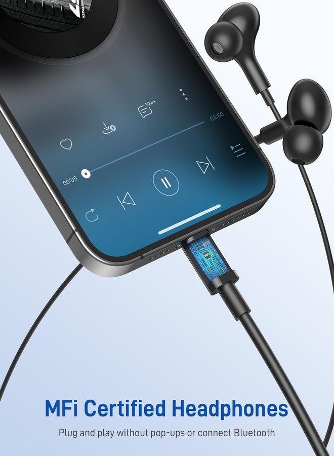 iMangoo for MFi-Certified Lightning Wired Earbuds for Apple, Magnetic in Ear Buds Headphones with HiFi Bass,3 Ear Tips Mic Corded Earphones for Gym, Commuting for iPhone 14 Plus 13 12 11 Pro Max Black - Image 2