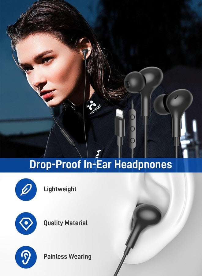 iMangoo for MFi-Certified Lightning Wired Earbuds for Apple, Magnetic in Ear Buds Headphones with HiFi Bass,3 Ear Tips Mic Corded Earphones for Gym, Commuting for iPhone 14 Plus 13 12 11 Pro Max Black - Image 3