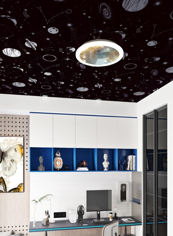 ReWallpaper Galaxy Sky Peel and Stick Wallpaper Stars Moon Planets Constellations Black Outer Space Wallpaper Contact Paper Peel and Stick 17.5in×10ft Bedroom Bathroom Kids Playroom Living Room Wall - Image 3