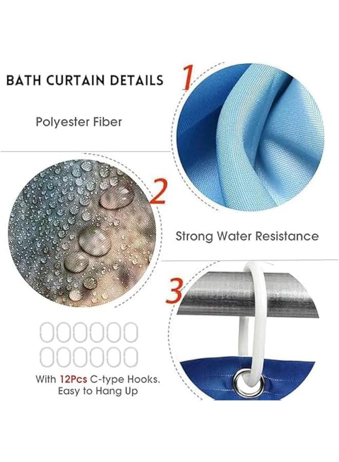 HOOKOR 4 Pcs Marble Shower Curtain Sets, Bathroom Sets include Non-Slip Rugs Mat,Toilet Cover U Shaped and Shower Curtain with 12 Hooks,Durable Waterproof Fabric,Modern Home Bathroom Decor (style 1) - Image 3