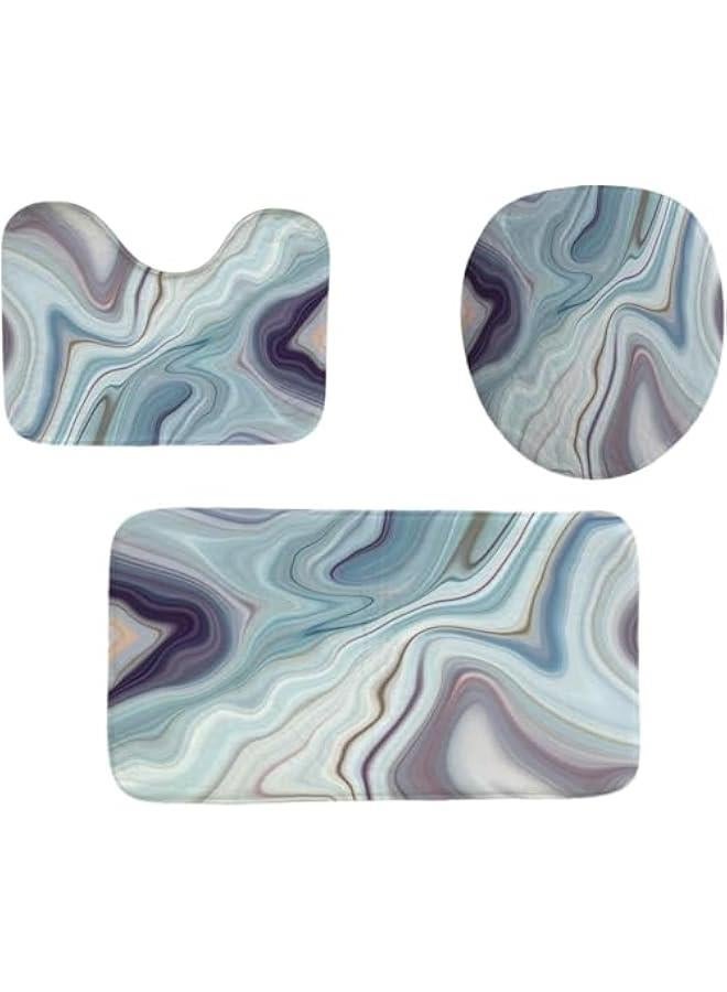 HOOKOR 4 Pcs Marble Shower Curtain Sets, Bathroom Sets include Non-Slip Rugs Mat,Toilet Cover U Shaped and Shower Curtain with 12 Hooks,Durable Waterproof Fabric,Modern Home Bathroom Decor (style 1) - Image 5