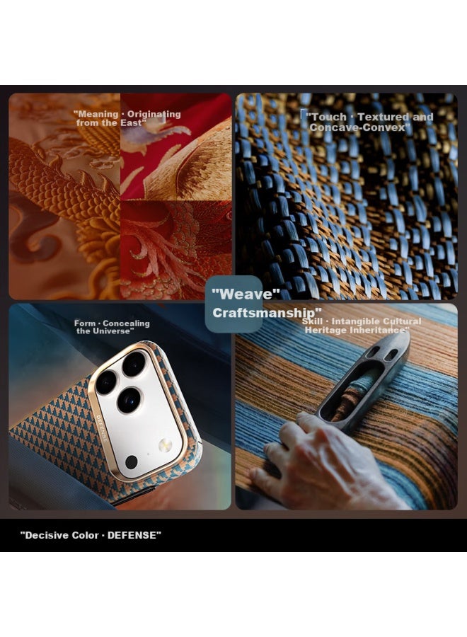 Defense Kevlar Magnetic Art Woven Business Iphone 17 Pro Case For Apple 17 Pro, Protective Cover For Men, Qianhe Guichua - Image 3