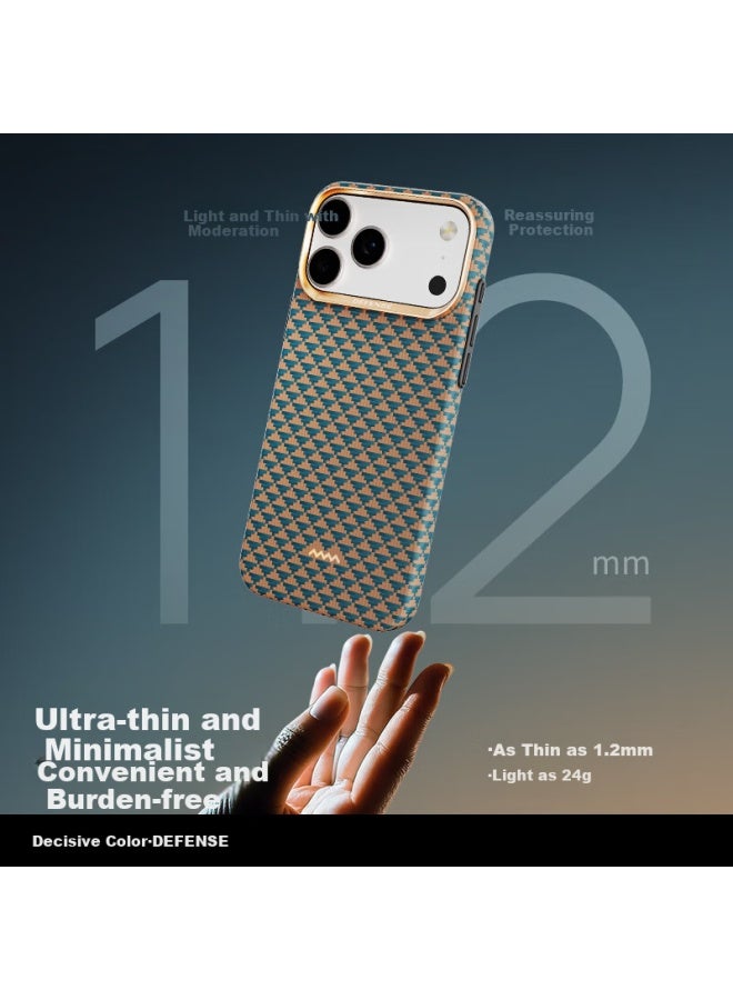 Defense Kevlar Magnetic Art Woven Business Iphone 17 Pro Case For Apple 17 Pro, Protective Cover For Men, Qianhe Guichua - Image 2