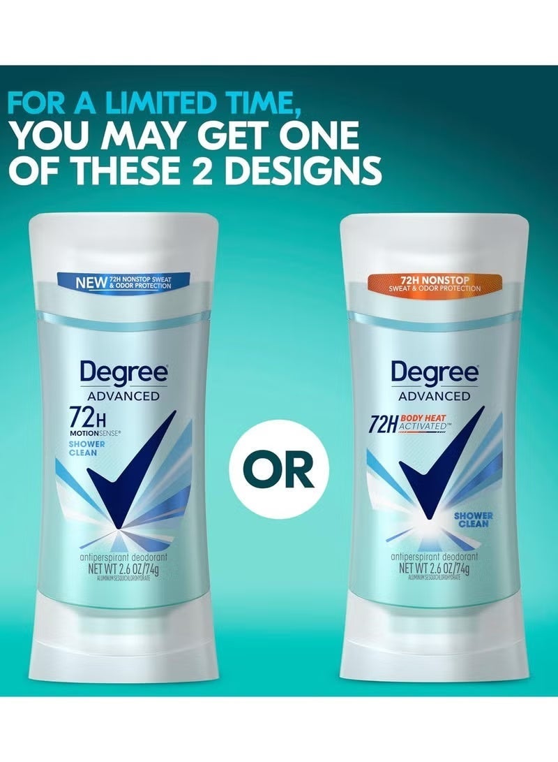 Degree Advanced Antiperspirant & Deodorant Shower Clean 72-Hour Sweat & Odor Protection Antiperspirant For Women with MotionSense Technology 74 gm - Image 5