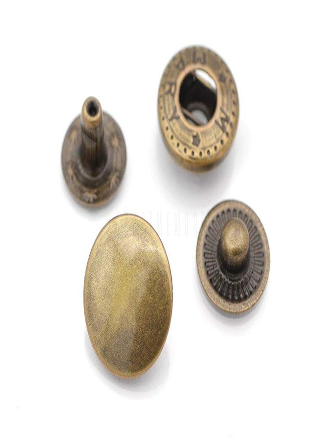 CRAFTMEMORE 50 Sets Antique Brass Snap Buttons S-Spring Socket Popper Fasteners for Jacket Bag Closures #665 VT2 (10mm (0.39")) - Image 1