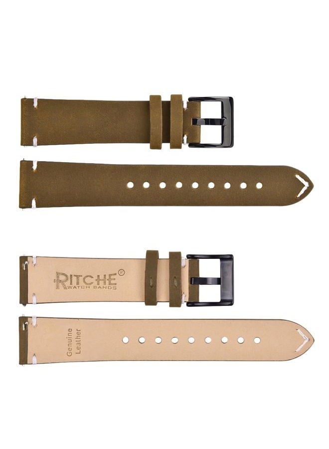 Ritche Christmas Gift Quick Release Leather Watch Band 18mm 20mm 22mm Genuine Watch Strap for Men and Women, White Elephant Gifts, Stocking Stuffers For Men, Saddle Brown / Black, 20MM, Classic - Image 2
