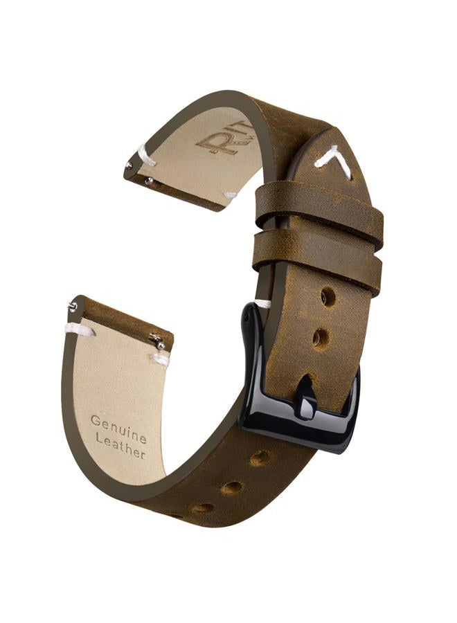 Ritche Christmas Gift Quick Release Leather Watch Band 18mm 20mm 22mm Genuine Watch Strap for Men and Women, White Elephant Gifts, Stocking Stuffers For Men, Saddle Brown / Black, 20MM, Classic - Image 1