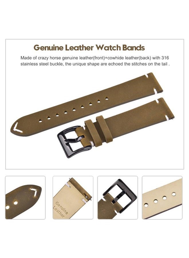 Ritche Christmas Gift Quick Release Leather Watch Band 18mm 20mm 22mm Genuine Watch Strap for Men and Women, White Elephant Gifts, Stocking Stuffers For Men, Saddle Brown / Black, 20MM, Classic - Image 3