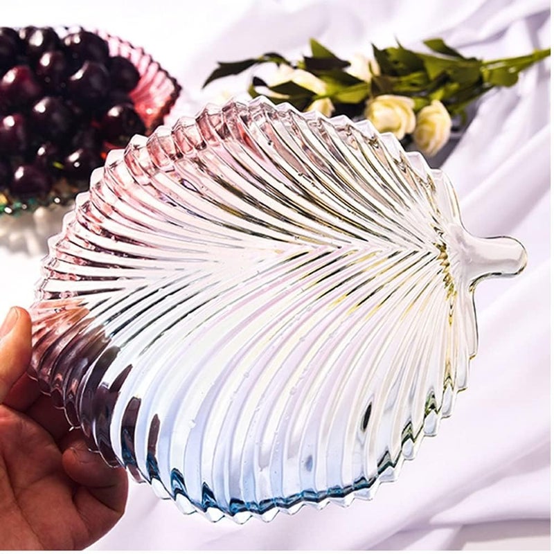 Hetalu 2Pic Stylish Modern Elegant Transparent Crystal Lightweight Durable Glass 20 cm Leaf Plate for Serving Dry Fruits Snacks Candy Ice Cream Sweets and Decoration 2Pic Pack of 2 - Image 3