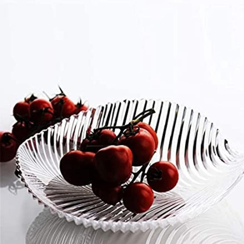 Hetalu 2Pic Stylish Modern Elegant Transparent Crystal Lightweight Durable Glass 20 cm Leaf Plate for Serving Dry Fruits Snacks Candy Ice Cream Sweets and Decoration 2Pic Pack of 2 - Image 2