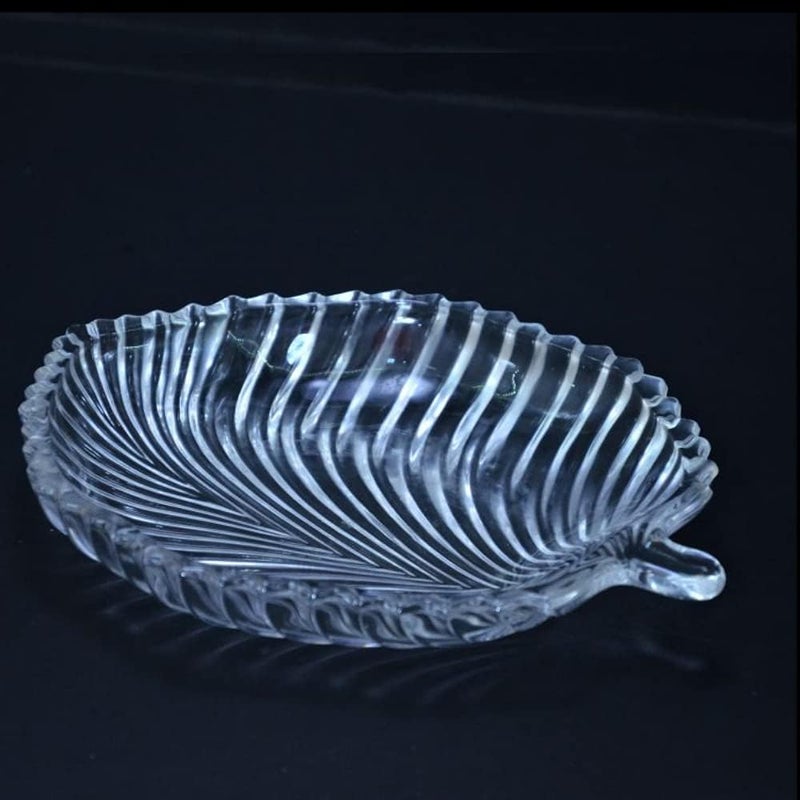 Hetalu 2Pic Stylish Modern Elegant Transparent Crystal Lightweight Durable Glass 20 cm Leaf Plate for Serving Dry Fruits Snacks Candy Ice Cream Sweets and Decoration 2Pic Pack of 2 - Image 5